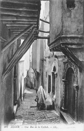 L391 Algerien Algeirs Rue de la Casbah schmale Straße Vintage Postkarte