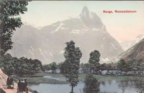 L390 Norwegen Romsdalshorn Kutschen Bergstraße Oldtimer Postkarte
