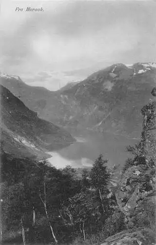 L389 Norwegen Fra Meraak See Berge Vintage Postkarte