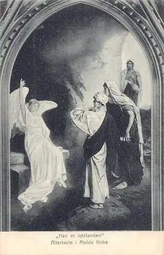 L389 Norwegen Oslo Museum Er ist Auferstanden Gemälde religiöse Vintage Postkarte