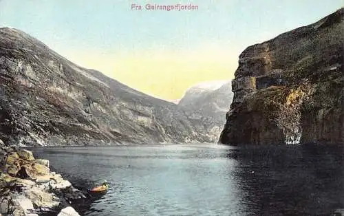 L390 Norwegen Fra Geirangerfjord Klippen Vintage Postkarte