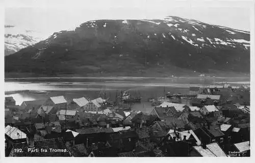 L390 Norwegen Parti fra Tromsø Dampfer Berge Vintage Postkarte