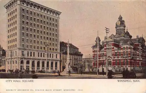L387 Kanada Manitoba Winnipeg Rathausplatz Vintage Postkarte