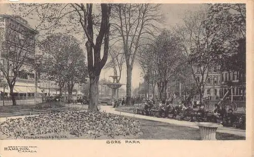 L388 Kanada Grüße von Hamilton Gore Park Bänken Vintage Postkarte