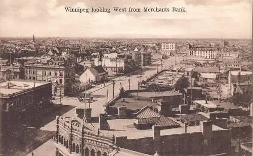 L388 Kanada Winnipeg Blick nach Westen von Merchants Bank Vintage Postkarte