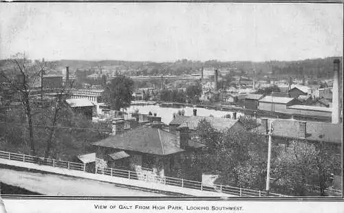 L387 Kanada Blick auf Galt vom High Park Blick nach Südwesten Vintage Postkarte