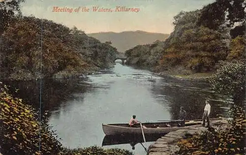 L386 Irland Treffen der Gewässer Killarney Boot Vintage Postkarte