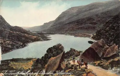 L386 Irland Killarney The Turnpike Gap of Dunloe Pferd Vintage Postkarte