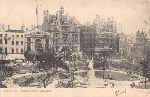 L244 England London Leicester Square Statue Flagge Vintage Postkarte