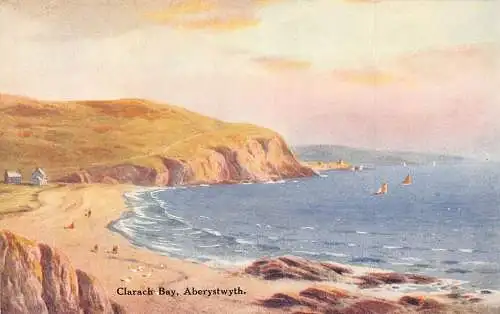 L244 Wales Aberystwyth Beach Clarach Bay Vintage Postkarte