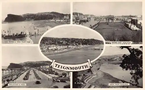 L243 England Teignmouth Esplanade Peter Pan Railway Sands & Ness RPPC Postkarte