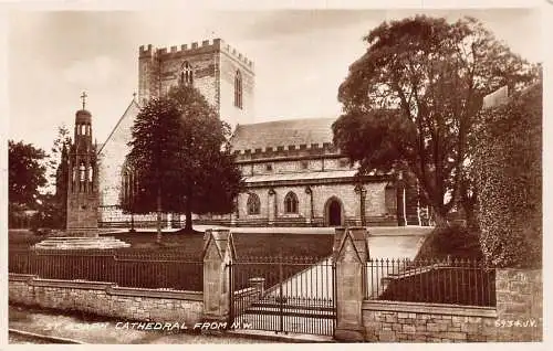 L243 Wales St Asaph Cathedral aus NW RPPC Vintage Postkarte