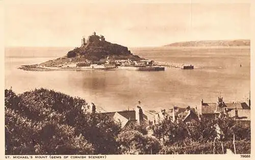 L243 England St Michael's Mount Island Castle Vintage Postkarte