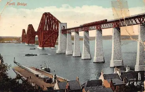 L244 Schottland 1913 Forth Bridge Dampfschiffe Vintage Postkarte