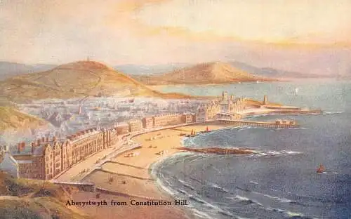 L244 Wales Aberystwyth von Constitution Hill Beach Vintage Postkarte
