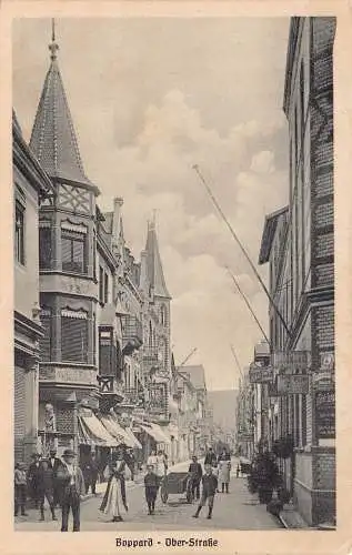 L114 Deutschland Boppard - Uber-Straße Handelsgeschäfte Vintage Postkarte