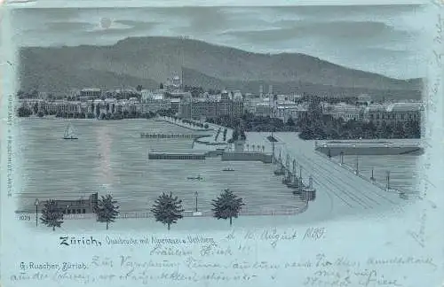 L114 Schweiz 1899 Zürich Mondschein Postkarte