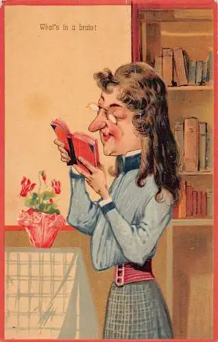 L060 Ugly maiden 1908 Karikatur Comic Humor Prägepostkarte