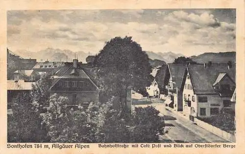 A179 Deutschland 1923 Sonthofen Allgäuer Alpen Cafe Post Bahnhofstrasse Postkarte
