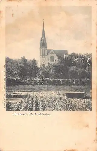 L025 Deutschland Stuttgart Paulus Kirchengarten Vintage Postkarte