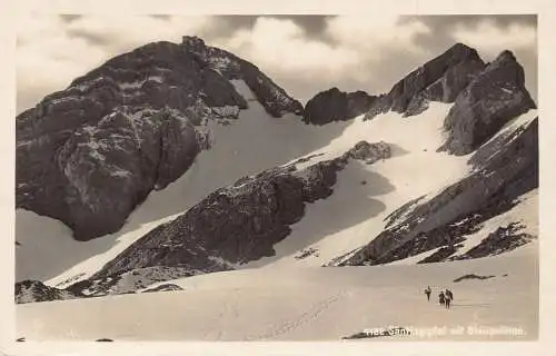 L045 Schweiz 1930 Saentisgipfel mit Blauschnee Bergsteiger Vintage Postkarte