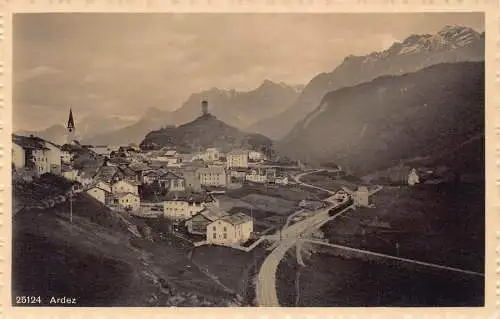 A180 Schweiz Ardez Dorf Bahnhof Vintage Postkarte