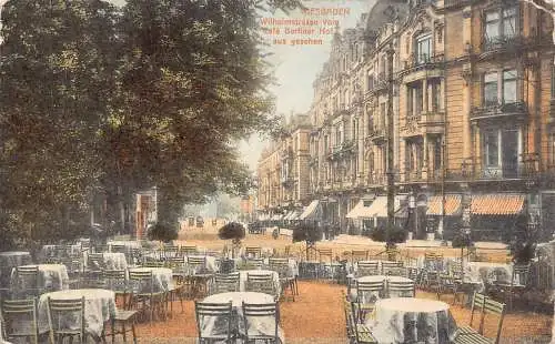 A179 Deutschland Wiesbaden Cafe Berliner Hof Wilhelmstraße Vintage Postkarte