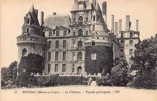 A182 Frankreich Brissac Maine et Loire Schloss Vorderansicht Vintage Postkarte