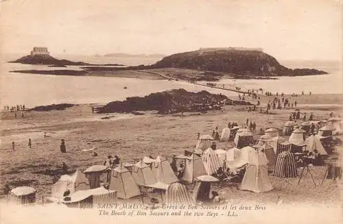 A182 Frankreich Saint Malo Strand von Bon Secours und zwei Beys Vintage Postkarte