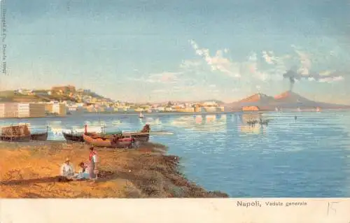 A181 Italien Napoli Neapel Gesamtansicht Boote Vintage Postkarte
