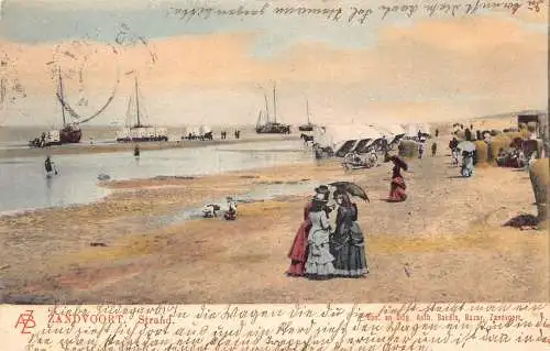 A181 Niederlande 1905 Zandvoort Strandwagen Boote Vintage Postkarte