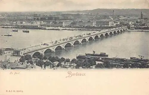 A182 Frankreich Bordeaux Le Pont Brücke Boote Vintage Postkarte