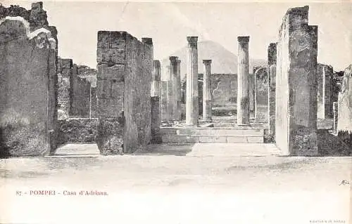 A013 Italien Pompeji Casa d'Adriana Haus Ruine Vintage Postkarte