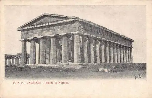 A013 Italien Pesto Paestum Tempio di Nettuno Tempelruine Vintage Postkarte
