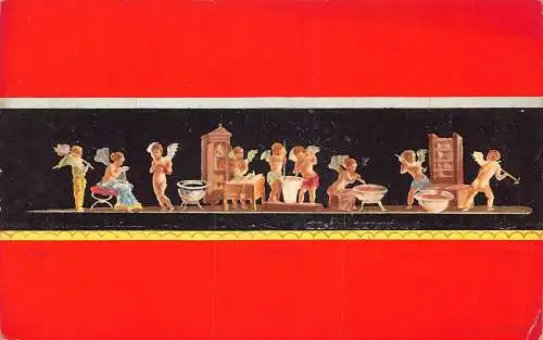 A014 Italien Pompeji Haus Vetti Apotheker Fresko Vintage Postkarte