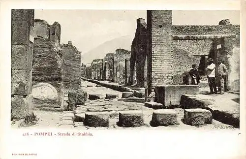 A013 Italien Pompeji Strada di Stabbia Straßenruine Vintage Postkarte