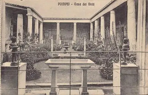 A015 Italien Pompeji Casa dei Vettii Innenraum Garten Vintage Postkarte