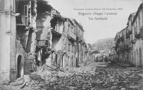 A014 Italien Bagnara Via Garibaldi Terremoto Calabri Siculo Katastrophe Postkarte