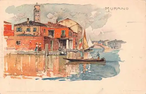 A014 Italien Murano Gemälde signiert Manuel Wielandt Vintage Postkarte