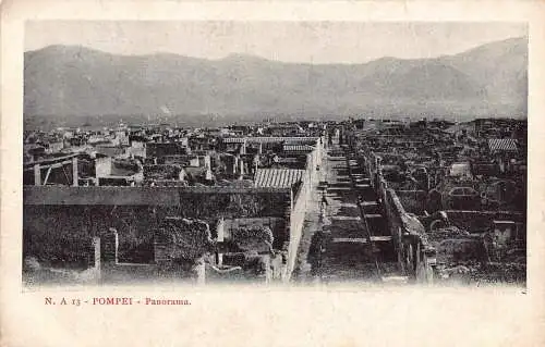 A013 Italien Pompeji Panorama Ruine Vintage Postkarte