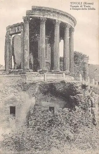 A011 Italien Tivoli Tempio di Vesta e Tempio della Sibilla Tempel Vintage Postkarte