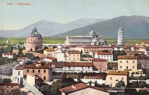 A012 Italien Pisa Panoramablick Vintage Postkarte