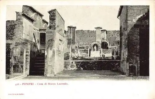 A012 Italien Pompeji Casa di Marco Lucrezio Hausruine Vintage Postkarte