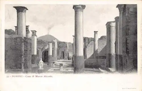 A012 Italien Pompeji Casa di Marco Alconio Haus Säulen Vintage Postkarte