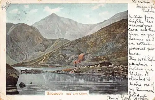 A183 Wales 1903 Snowdon aus Llyn llydaw Lake Mountains alte Postkarte