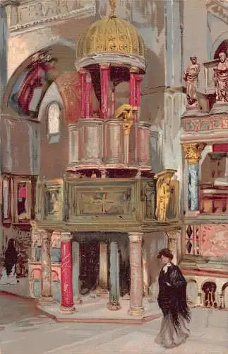 A011 Italien Venezia Interno di San Marco Innenraum Kirche Vintage Postkarte