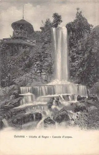 A011 Italien Genua Villetta di Negro Wasserfall Vintage Postkarte