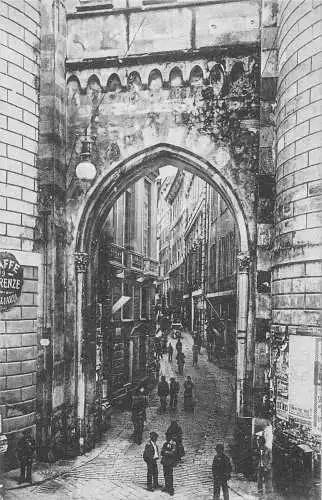 A011 Italien Genua Porta dei Vacca Schmale Straße Vintage Postkarte