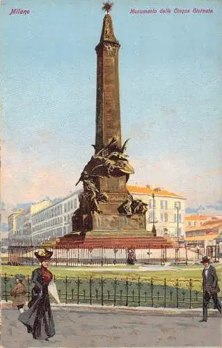 A011 Italien Mailand Monumento delle Cinque Giornate Vintage Postkarte