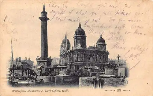 A183 England 1905 W Moran & Co Wilberforce Monument Dock Office Hull Postkarte
